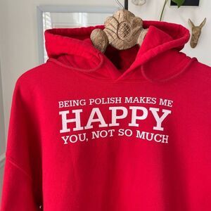 Gildan Polish Pride Humor Red Hoodie Sweatshirt XL